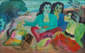Hendra Gunawan - Three Women and a Flower (Tiga Wanita dan Bunga)