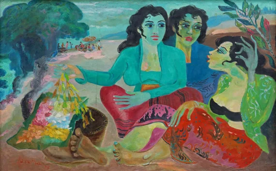 Three Women and a Flower (Tiga Wanita dan Bunga) | GLOBAL AUCTION