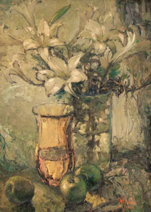 Lee Man Fong - Lilies and Apple